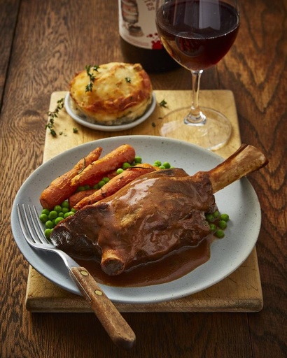 [336] Braised lamb shank with red wine, lemon and rosemary sauce (4 portions)